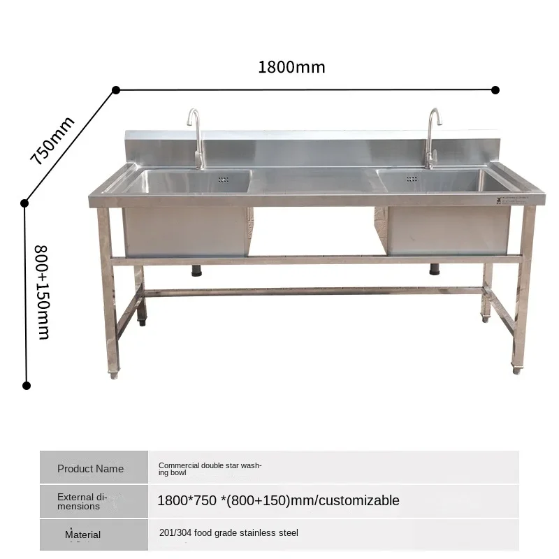 Stainless Steel Working Platform Kitchen Service Stand Food Preparation Kitchen Table Sink