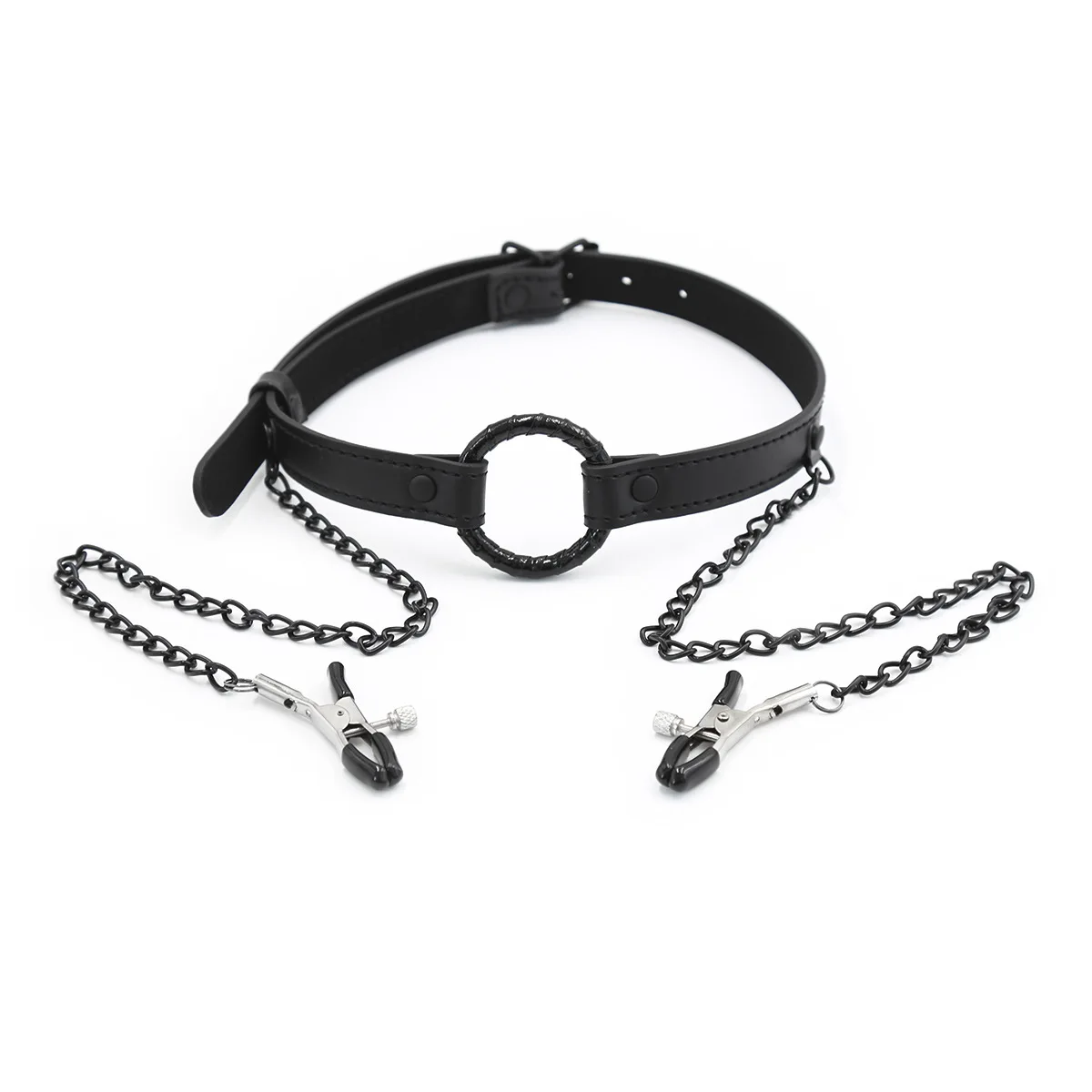 Mouth Plug Silicone Ball Gag Bondage Slave O-Ring With Metal Nipple Clamps,Fetish Oral Sex Products Toys For Women Adult Games