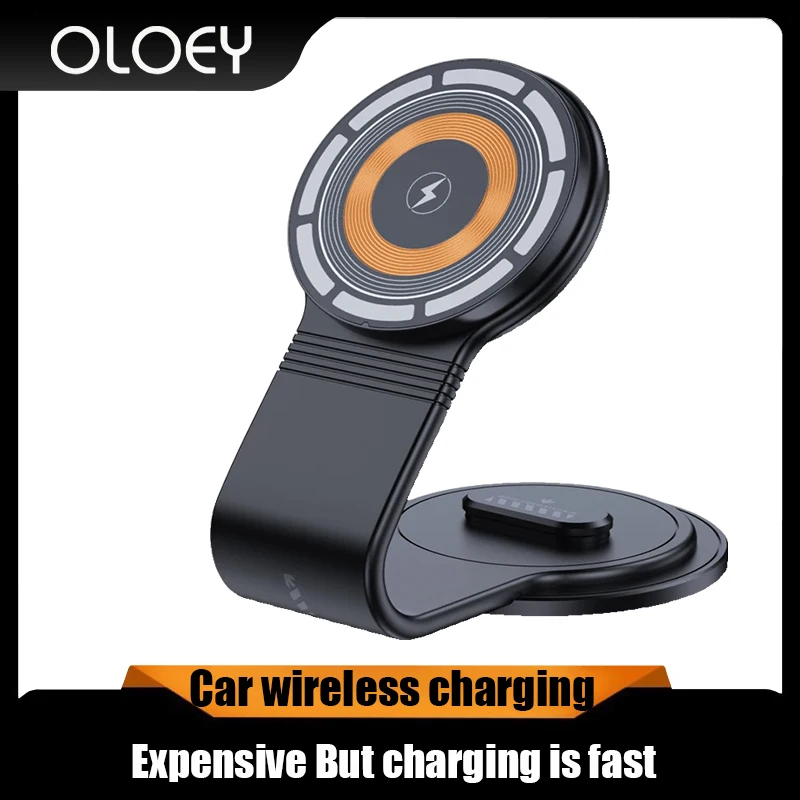 

Car wireless charging with MagSafe holder magnetic bendable car mount for iPhone 15 14 13 12 Pro Max plus mini 15W car charger