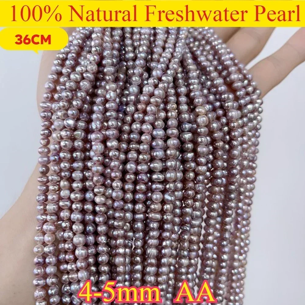 4-5 مللي متر AA جودة عالية لؤلؤ المياه العذبة الطبيعية لكمة فضفاض الأبيض الأرجواني حبة DIY بها بنفسك أنيقة قلادة سوار صنع المجوهرات