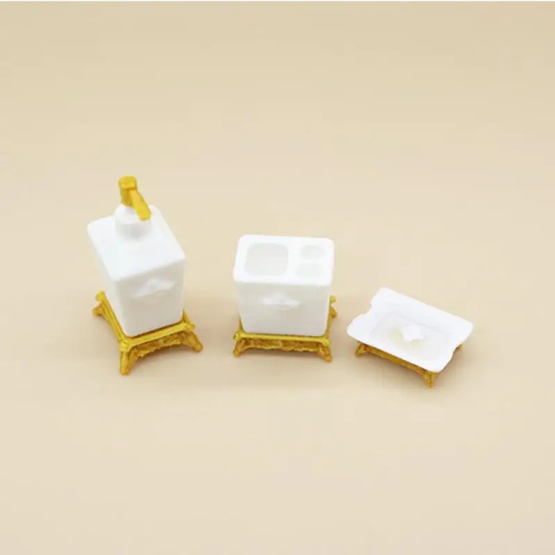 1/3Pcs Nordic Style Lotion Bottle & Soap Dish Mini Toothbrush Holder Model 1:12 Scale Dollhouse Miniature Bathroom Accessory Set view 4