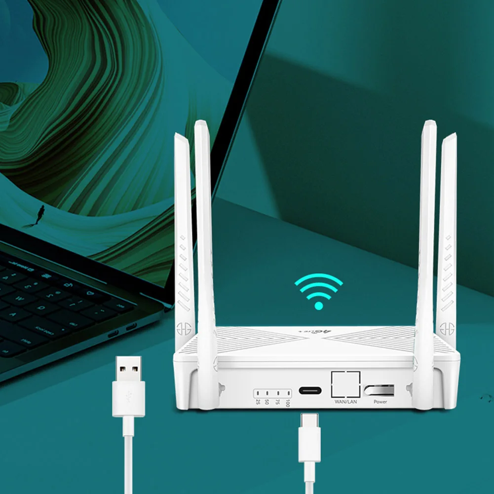 راوتر لاسلكي 4G 4 هوائيات خارجية مودم موزع إنترنت واي فاي مع فتحة بطاقة SIM راوتر إنترنت لاسلكي 300 ميجابت في الثانية للمنزل/المكتب
