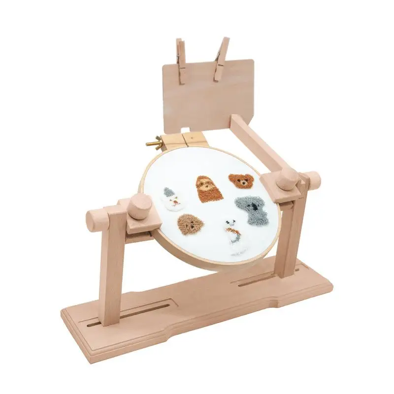 

Wooden Embroidery Table Stand Adjustable Stitching Hoop Holder Sewing Needlepoint & Embroidery Frame for Art Sewing Accessories