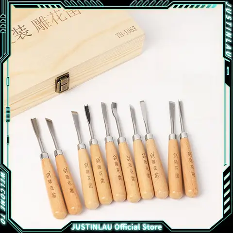 12PCS 목공 조각용 손칼 세트 선반 칼 DIY 목공 전문가용 고우지 목공예 목공 도구