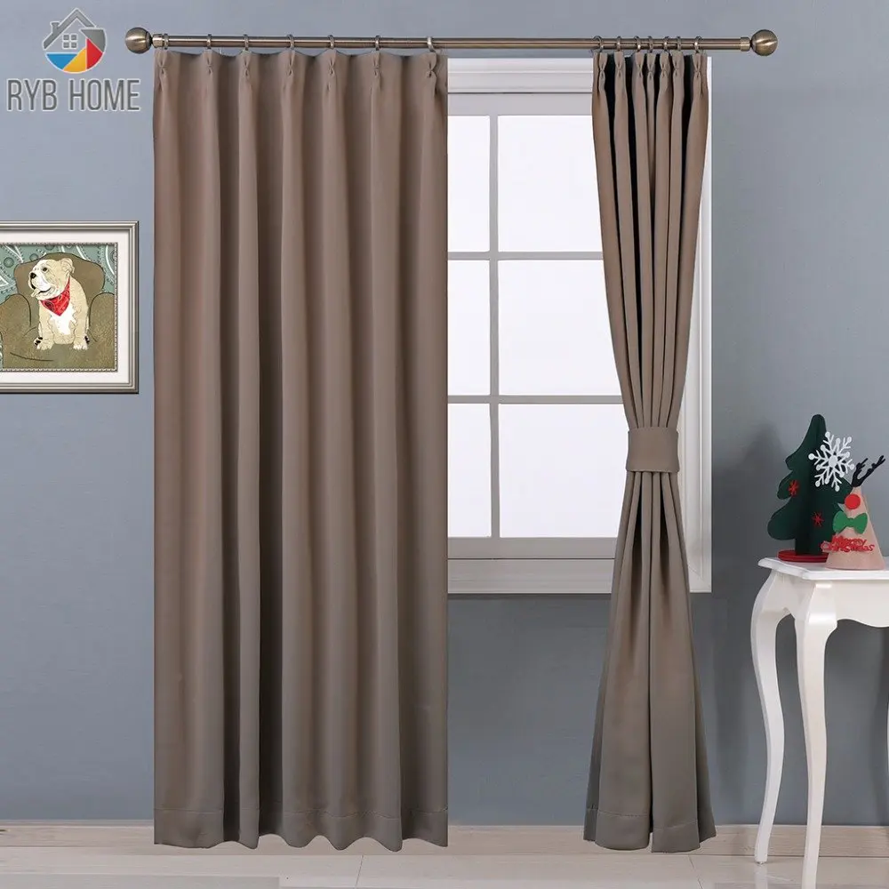 RYB HOME Blackout Window Curtains Grommet Rod Pocket Hooks Top Pencil Pleat Decor Gift for Home Bedroom Curtains for Living Room