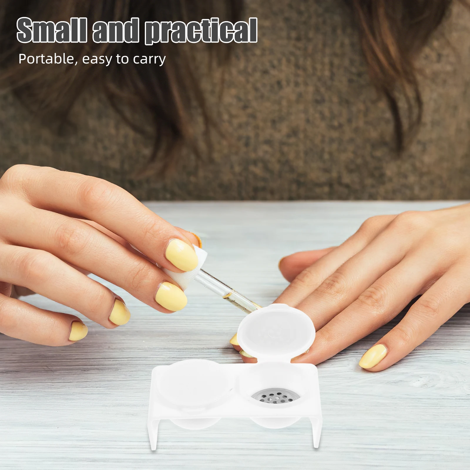 

Double Hole Nail Pen Wash Cup Dappen Dish for Acrylic Holder Lid Fine Nail Art Tool Home Salon Use Lightweight Reusable
