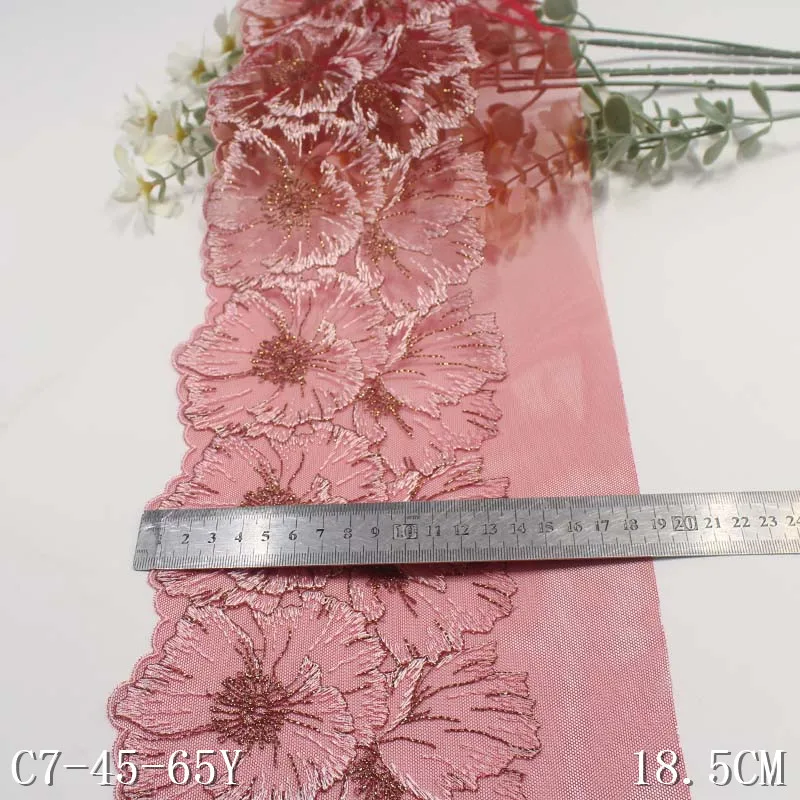 29Yards Embroidery Lace Fabric DIY Clothing Needlework Red Mesh Embroidered Lace Trim for Bra Sewing Crafts Accessories