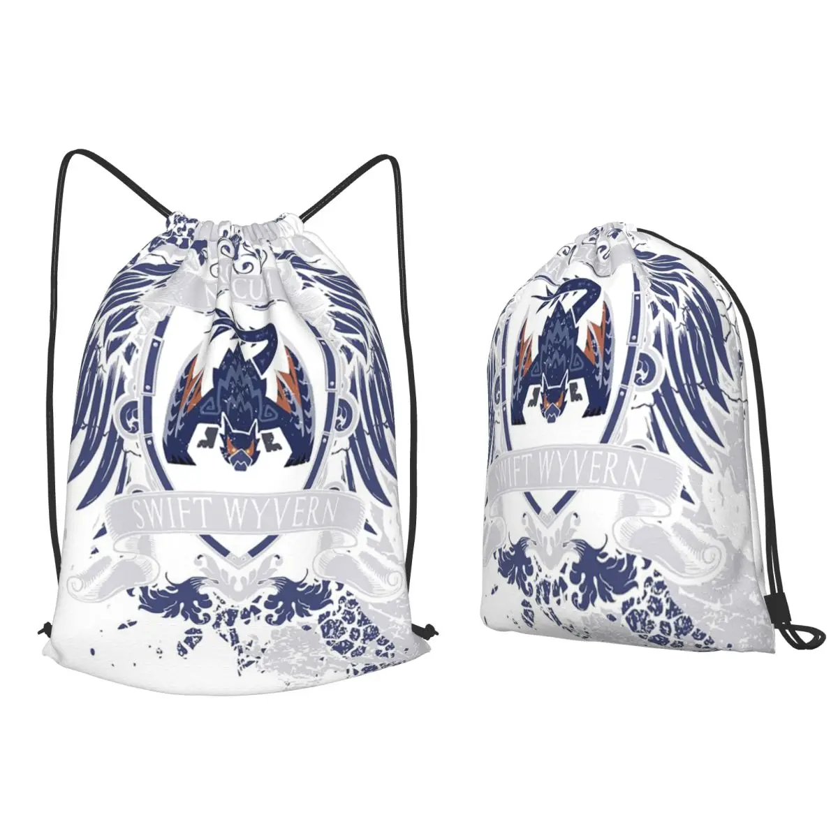 Game Monster Hunter World Nargacuga Crest Backpacks Portable Drawstring Bags Shoes Bag Book Bags for Travel School