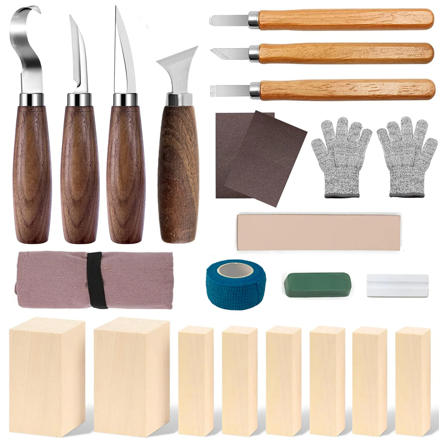 Wood Whittling Kit Includes 8-Basswood Wood Carving Blocks Set,Wood Carving Kit with Tools and Carving Knifes for Kids Beginners