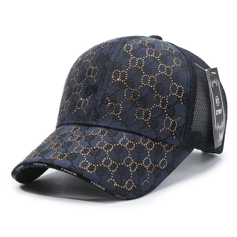 New Unisex Rhinestone Mesh Trucker Caps Male and Female Korean Adjustable Sunshade Hats Outdoor Street Sports Baseball Hats