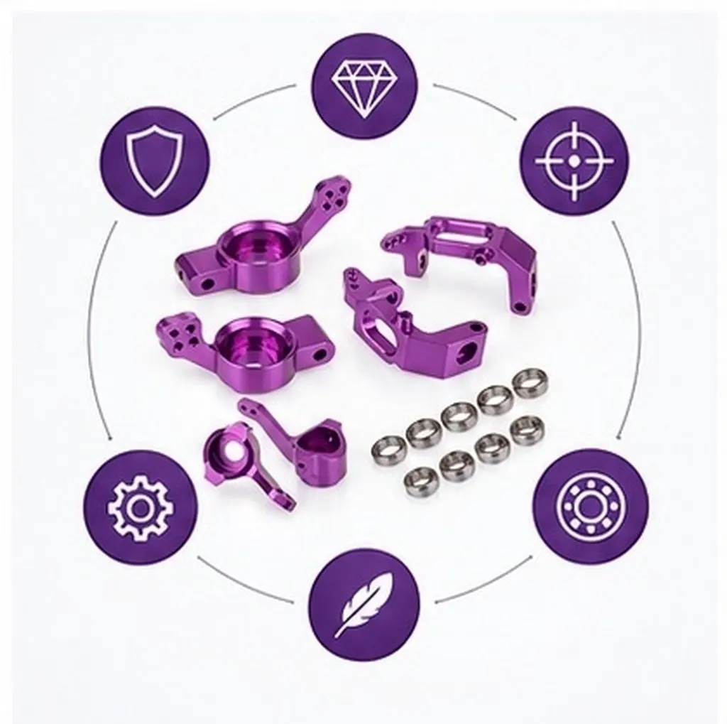 Stainless Steel Aluminium Purple Rc Upgrade Kit for 1 10 94108 94109 94110 94111 94112 94115 Chassis Spare Parts