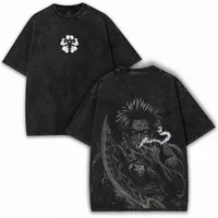 Camiseta con estampado de Manga Black Clover Yami Sukehiro para hombre, ropa de manga corta, Camiseta de algodón lavada, ropa de calle de talla grande, superventas