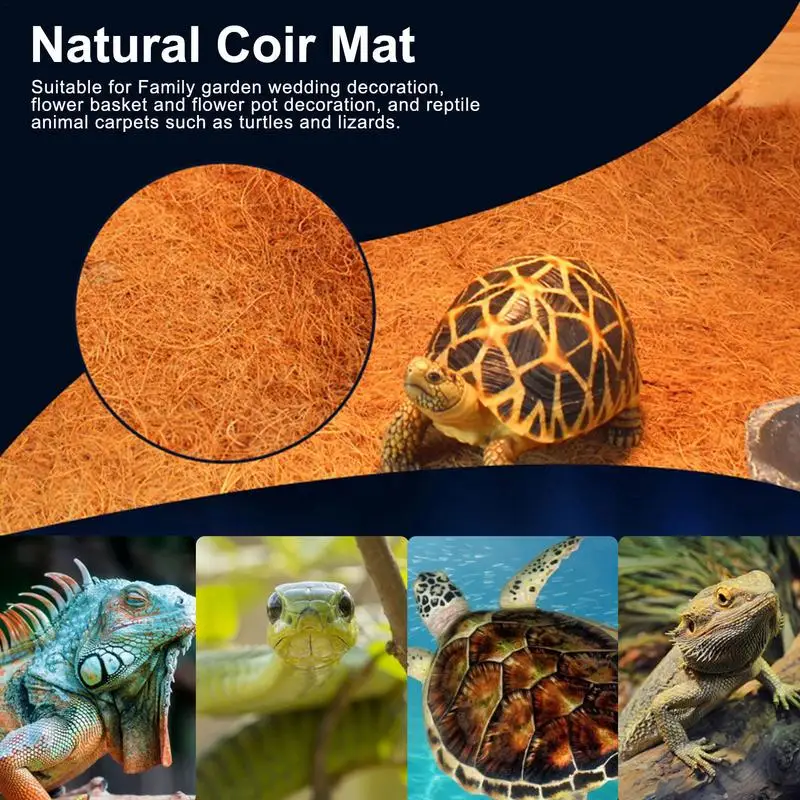 Reptile Carpet Natural Coconut Fiber Coir Tortoise Mat for Pet Terrarium Liner Reptile Supplies Lizard Snake Chamelon Turtle