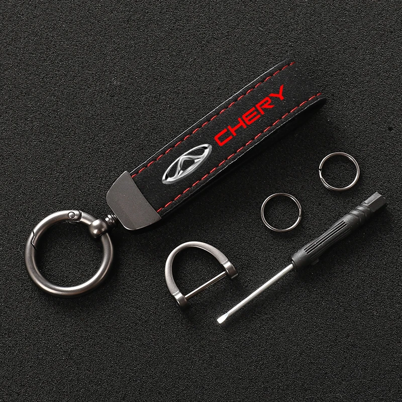 Suede Leather Car Keychain Business Gift with Logo Keyring For Chery Tiggo 8 Arrizo 5 pro gx 5x eQ7 Chery tiggo 7 Pro 2020 Car