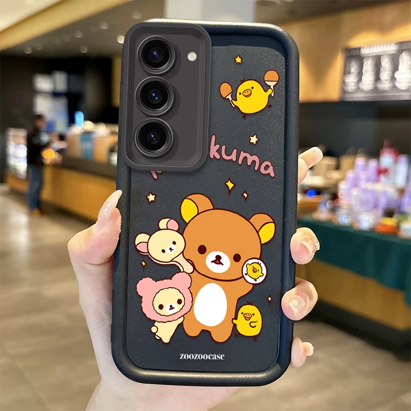 Sarung ponsel kartun Rilakkuma lucu, pelindung silikon untuk Samsung Galaxy A36 A35 A34 A33 A32 5G A31 A30 A24 A23 A22 A16 A12 A50S M55