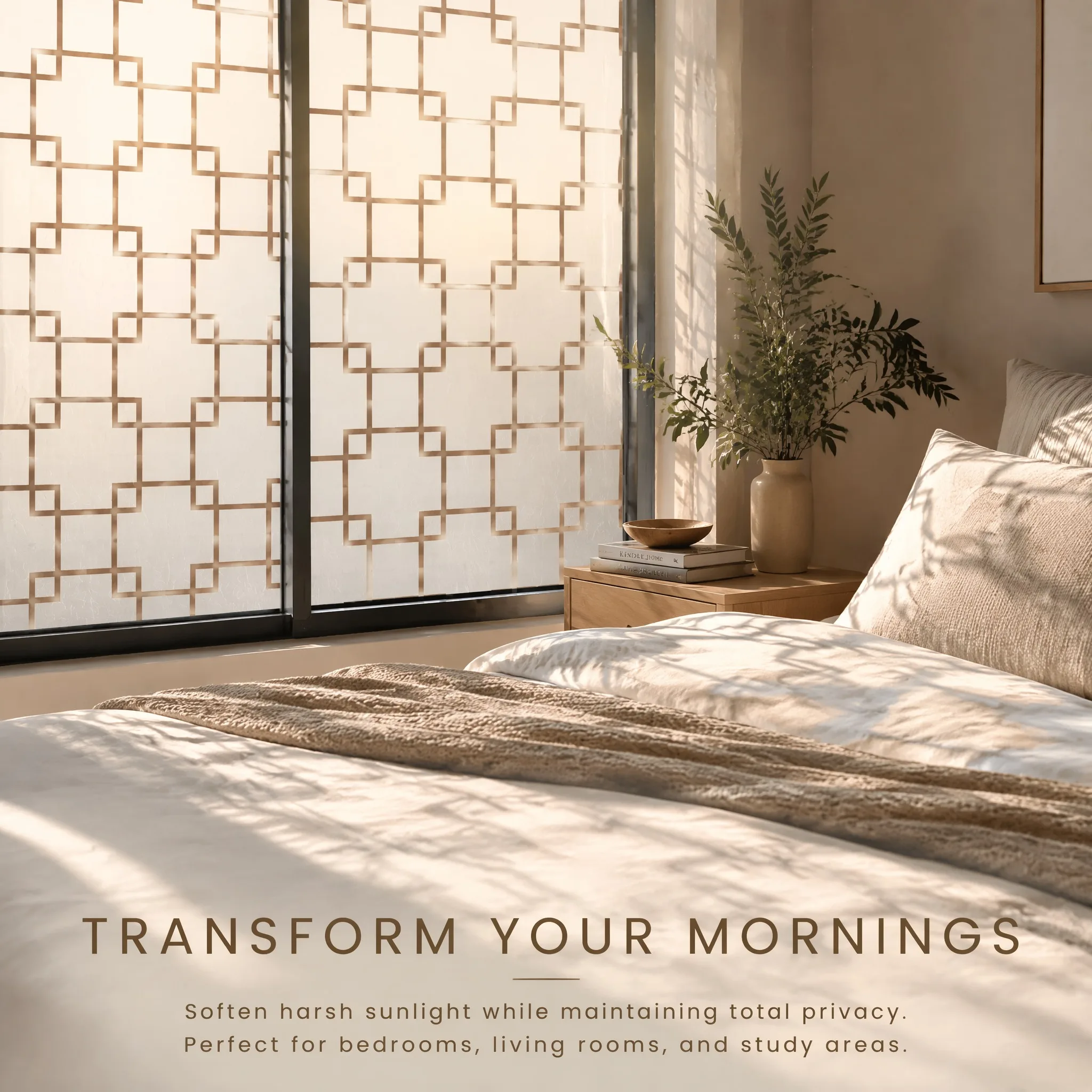Chinese Lattice Design Self-Adhesive Frosted Window Film Privacy Screen Decorative Home Decor Film