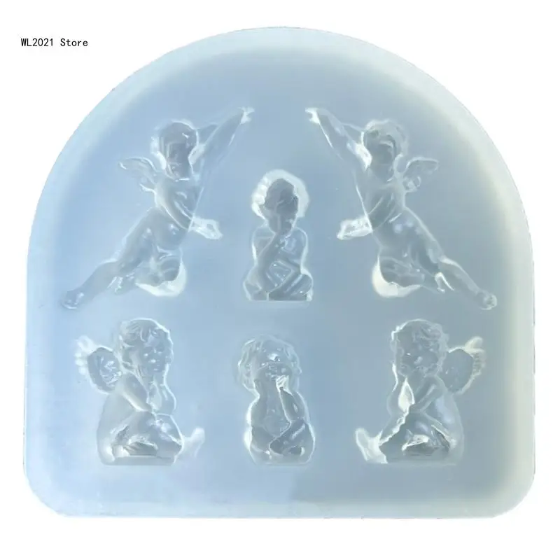 Silicone Craft Mold Beautiful Angel Shape Ornament Moulds Silicone Texture Adornment Mold for Crafts and Cake Decoration