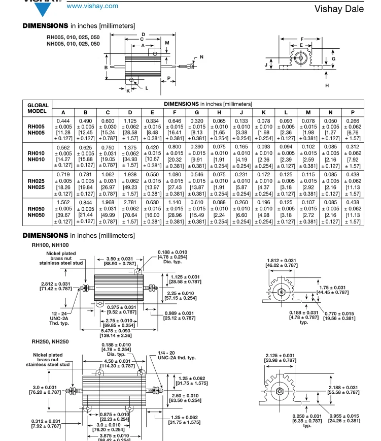 RH050R5000EF02  Made in Mexico DALE 0.5R RH-50 50W 0.5Ω Europe 1% 5%  VISHAY Aluminum case Wire wound resistance