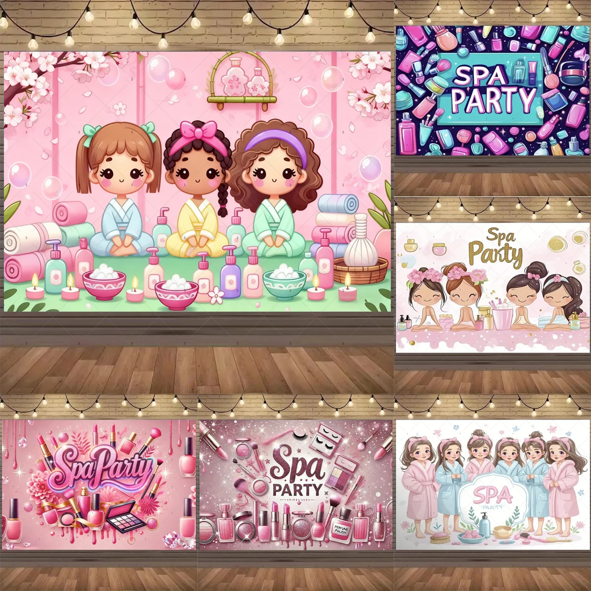 

Pink Beauty Makeup Spa Party Decorative Background Sweet Girls Makeup Surprise Baby Shower Decor Banner Photography Studio Props