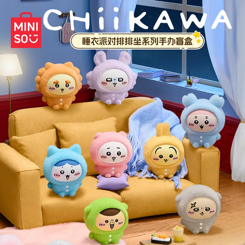 

Miniso Chiikawa, одежда для сна, вечерние сидения, серия, слепая коробка, Усаги, кукла ручной работы, настольное украшение, модная игрушка, загадочная коробка, подарок