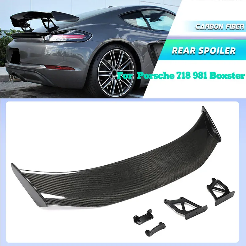 

Full Carbon Fiber Car Rear Trunk Spoiler Wings for Porsche 718 981 Boxster Cayman GT4 2004-2011 Rear Trunk Big Spoiler Wing Lip