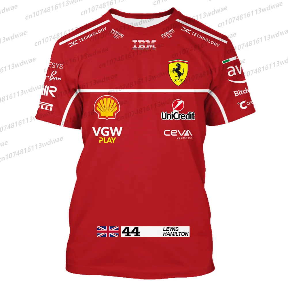 Camiseta con estampado 3D de carreras del equipo de Fórmula 1, camiseta del equipo Scuderia F1, camisetas para fanáticos de la carrera del equipo de 2025, Inglaterra Lewis Hamilton Scuderia Formula1