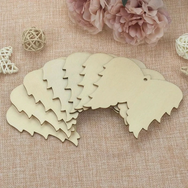 

10/20pc Wooden Angel Ornaments Wood Angel Wings Ornament Christmas Xmas Ornaments Angel Wing Ornaments for Home Craft