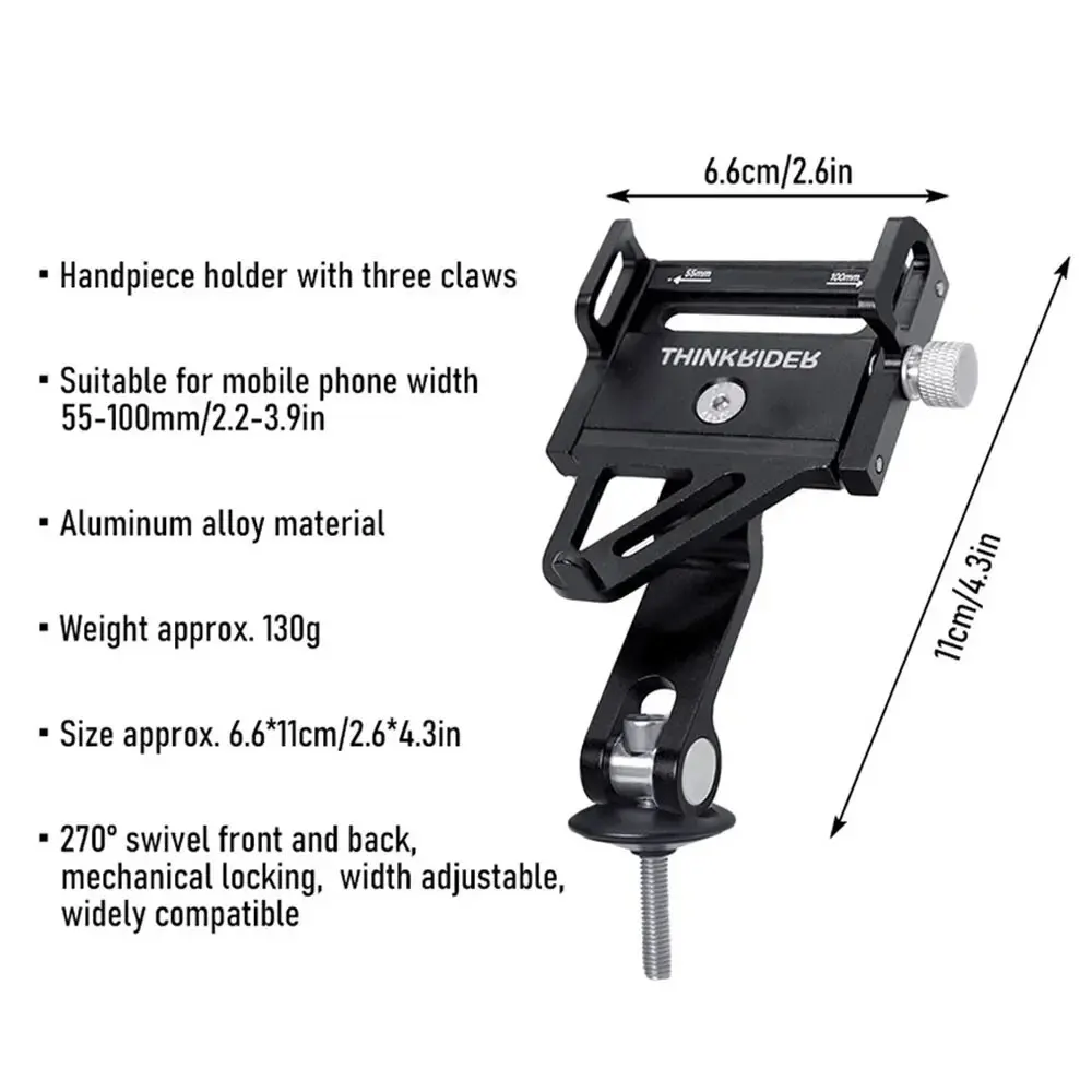 ThinkRider MTB Phone Mount Stand Bicycle Holder 270° Rotatable Aluminum Adjustable Bike Phone Holder Non-slip