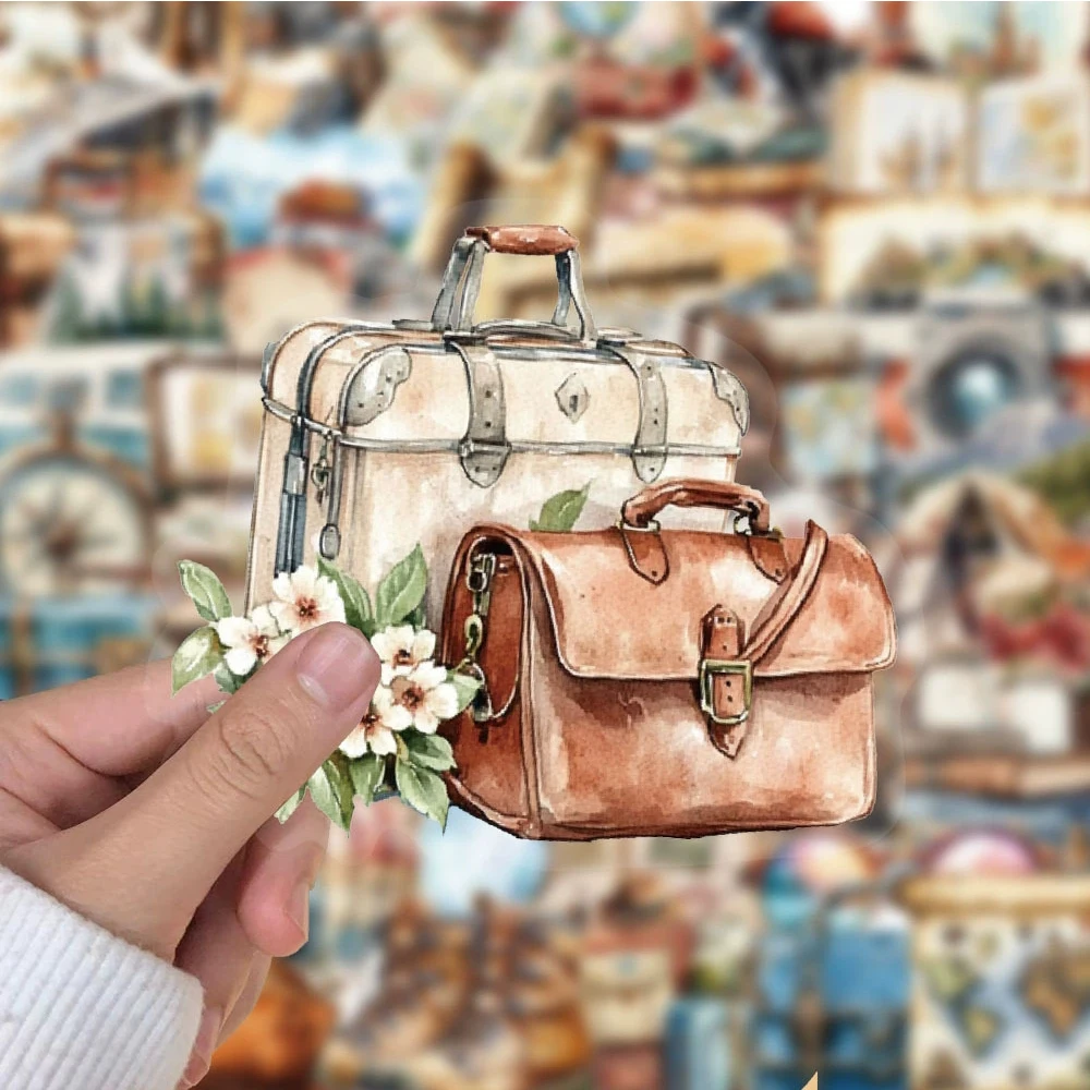 

10/30/50pcs Transparent Vintage Travel Cartoon Graffiti Stickers DIY Stationery Suitcase Phone Notebook Cool Decoration Sticker