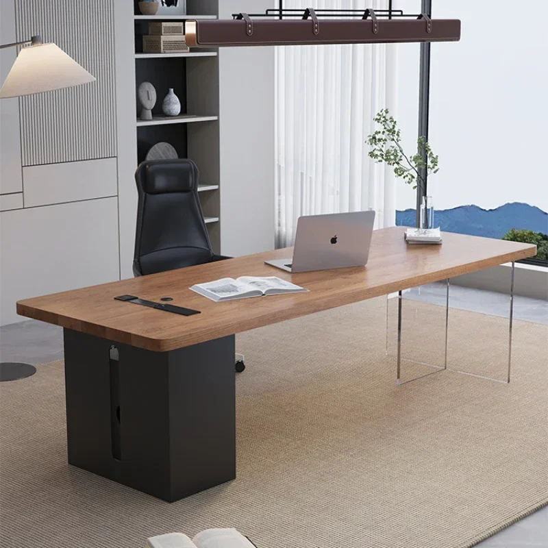 

Modern visual solid wood computer desk boss table desk designer workbench single 1.4 meters desk light luxury