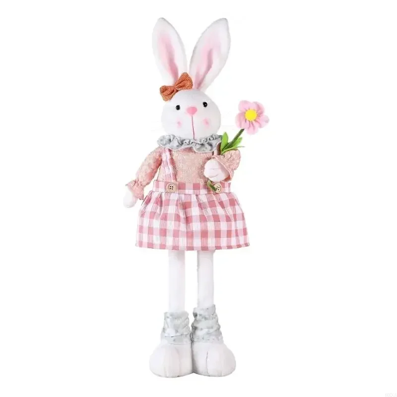 NONE 2025 NEUE 0XXA Ostern Kaninchen Figuren Einstellbare Beinen Ostern Kaninchen Figur Hause Ornament dekor 3