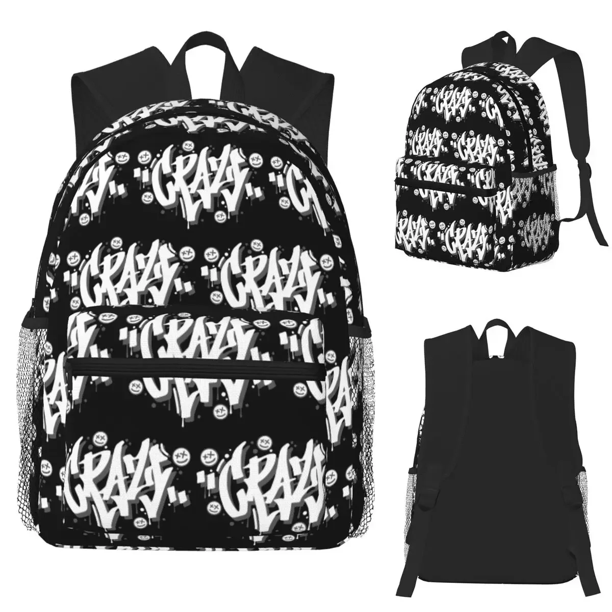 

Сумасшедший дизайн с буквами граффити, студенческий рюкзак, школьная сумка, походный дорожный рюкзак для мальчиков и девочек, сумка для книг, сумки на плечо