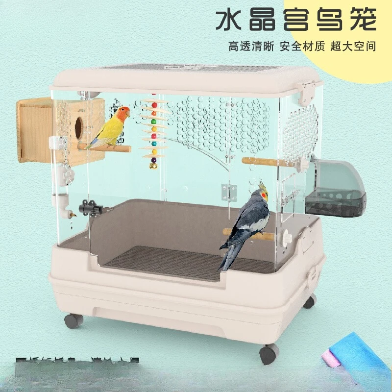 

Bird cage Parrot cage Large Xuanfeng peony tiger skin special acrylic fully transparent villa home ornamental cage