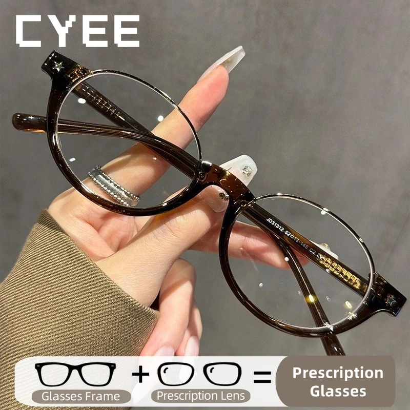 

CYEE Oval Personalized Reading Eyegiasses Womens Blue Light Blocking High-End Customization Myopia Prescription Optical Glasses