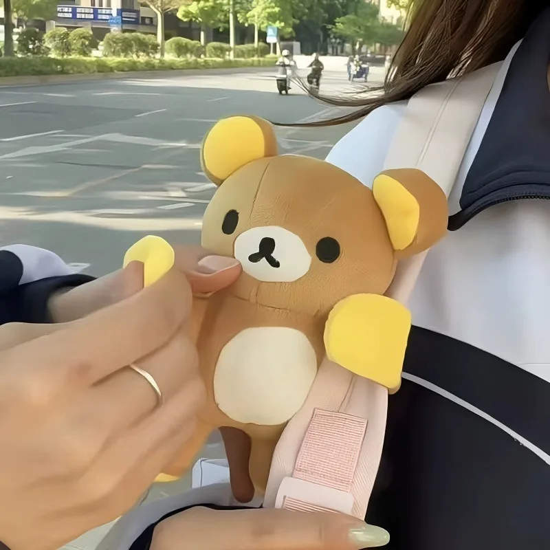 Cute Rilakkuma Snap Bracelet Cartoon Doll Bear Wristband Bag Pendant Keychain Soft Stuffed Toy Birthday Gift for Women Girls view 3