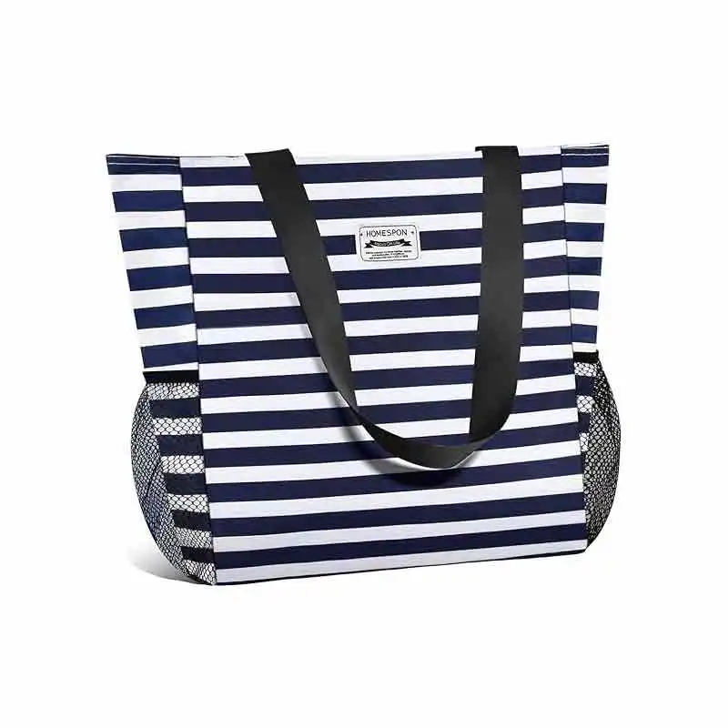 Grand sac de plage étanche pour femme, fourre-tout anti-sable avec fermeture éclair, COB-01