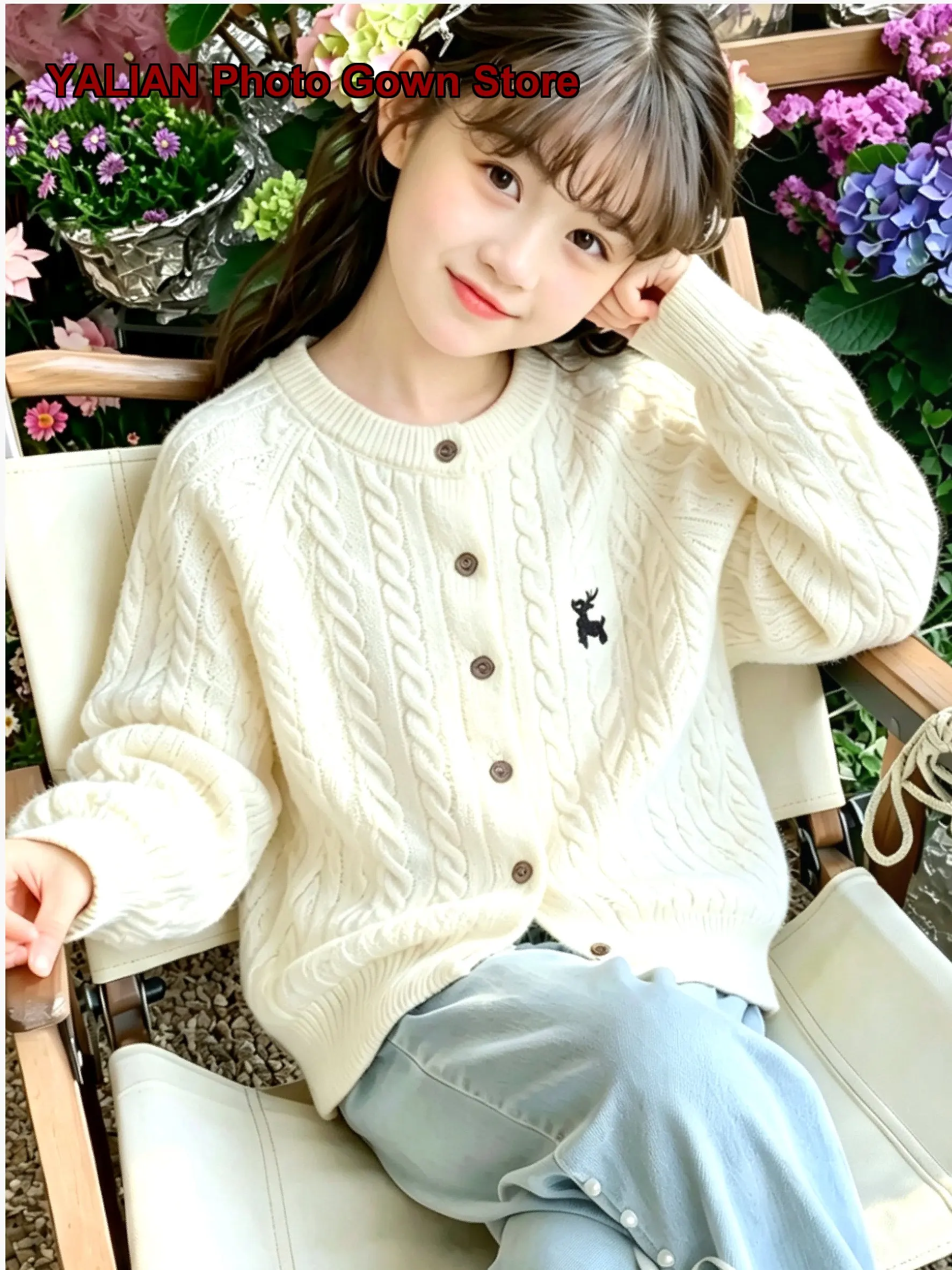 Children Knit Jacket Parent-Child Wear Embroidered Jacquard Western Style Fashionable Kids