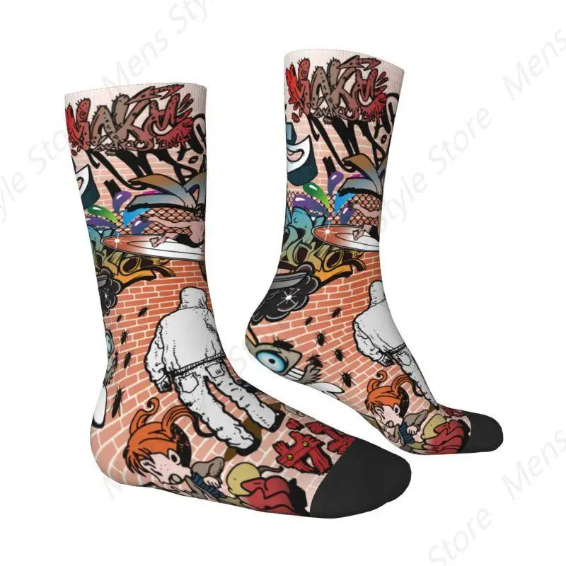 Custom Urban Street Graffiti Art Men Women Crew Socks Unisex Funny 3D Print Vintage Street Style Dress Socks