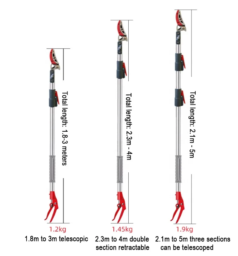 Tree Pruner Extendable Adjustable, Cut and Hold Pruning Trimmer, Long Reach Pole Saw, Telescoping Fruit Picker