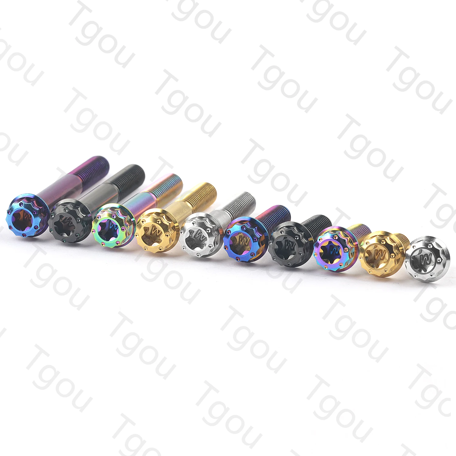 Tgou Titanium Bolt M10x20/25/30/35/40/45/50/55/60/65/70mm Pitch1.25/1.5mm 12 Points Flange Torx Head Screw for Motorcycle Calipe