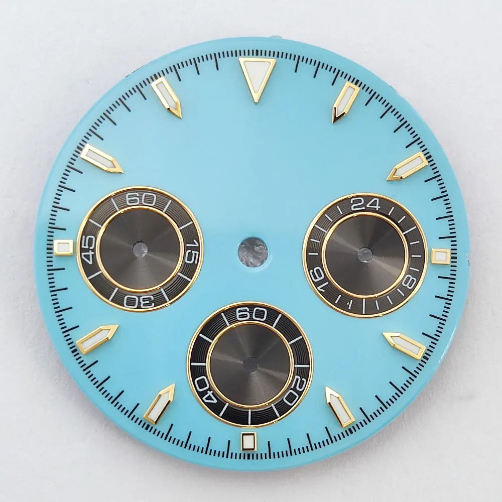Cadran de montre vk63 29mm, nouveau cadran bleu, cadran panda à trois yeux, adapté au mouvement à quartz vk63, accessoire de montre