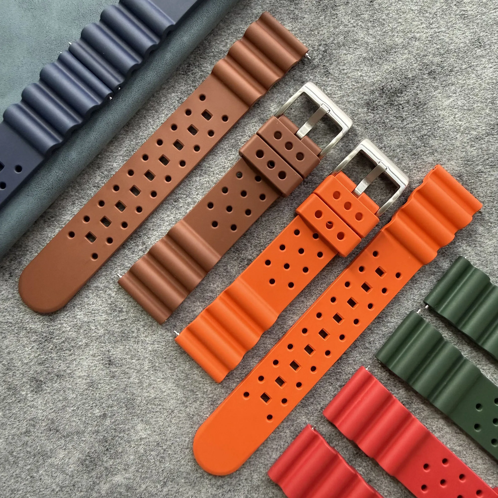 Fkm Rubber Dive Watch Strap 20Mm - حزام ساعة من مطاط الفلور الممتاز،
