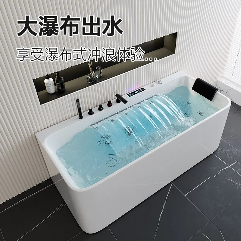 Great waterfall intelligent heating constant temperature household bathtub small apartment adult deep bubble