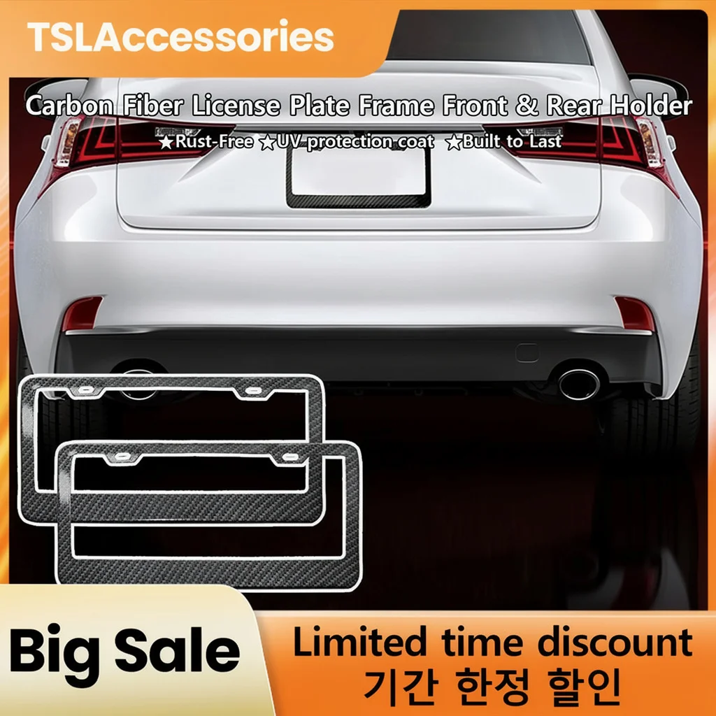 

TSLAccessories Carbon Fiber Pattern Plastic License Plate Frame for Tesla Model 3/Y/S/X License Plate Frame Holder Accessories