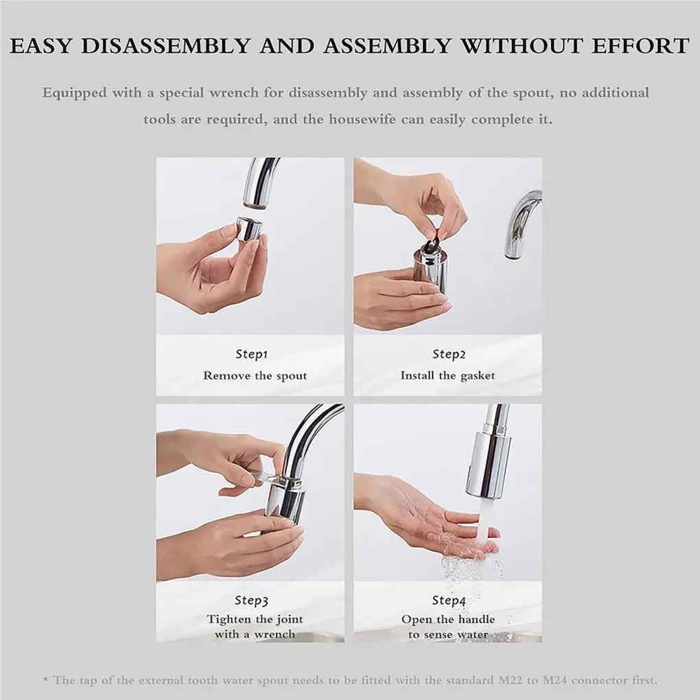 Intelligent Faucet Water-Saving Sensor Red Light Sensing Automatic Adapter USB Charging M22/M24 Faucets Nozzle Bathroom