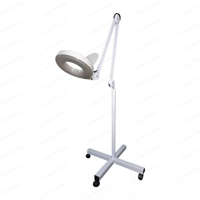 Floor type high power magnifying glass lamp, universal adjustment bracket, shadowless ring light source