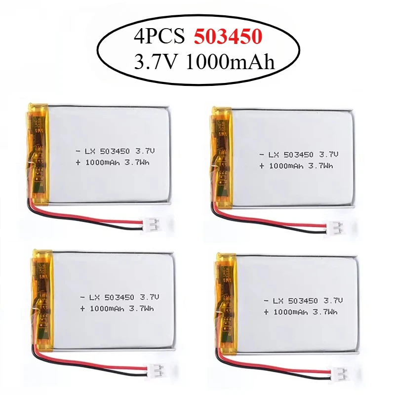 4PCS 3.7V 1000Mah/1…