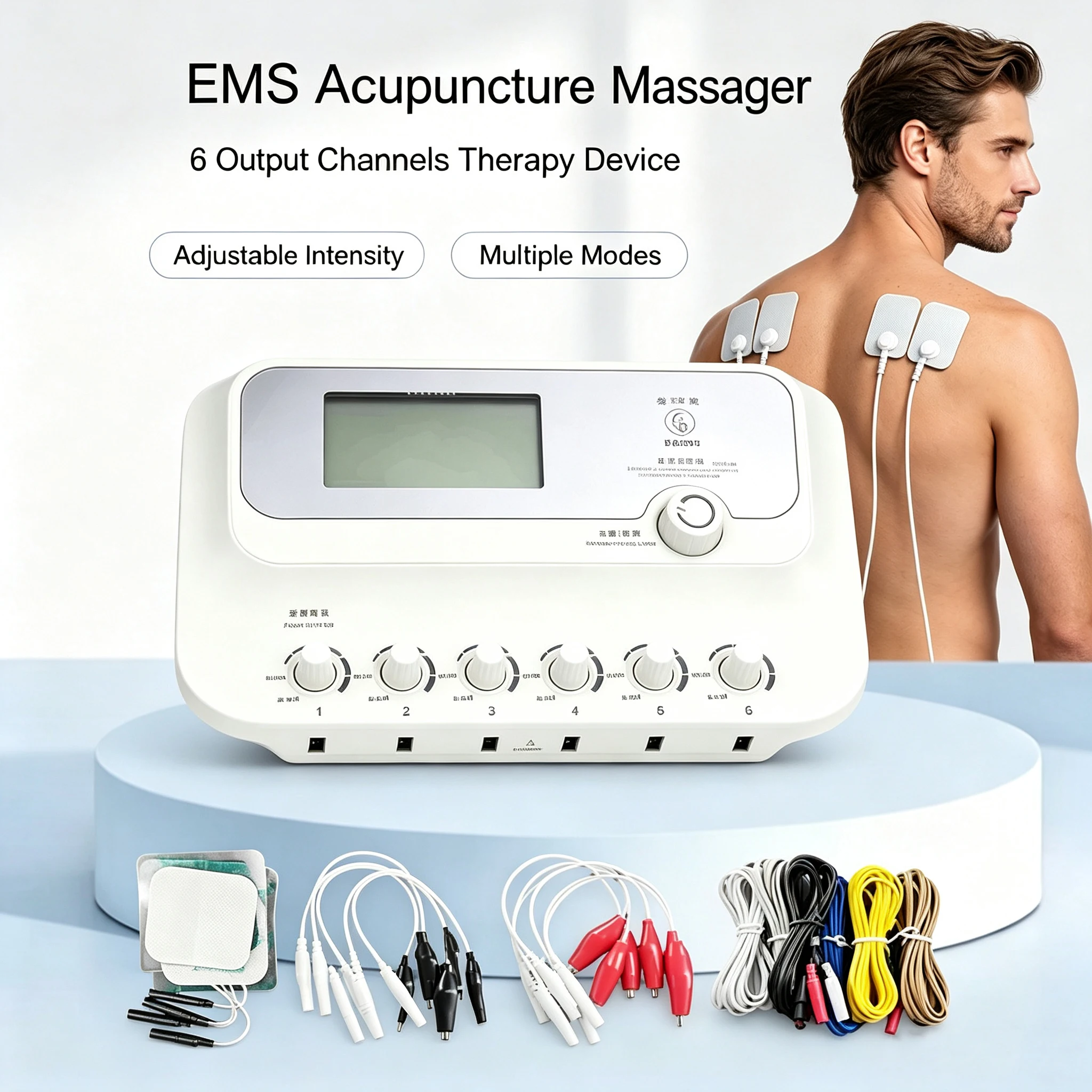 Masseur électronique EMS basse fréquence pour acupuncture et moxibustion, stimulateur à micro-courant 6 canaux pour le drainage des méridiens et des points d'acupuncture
