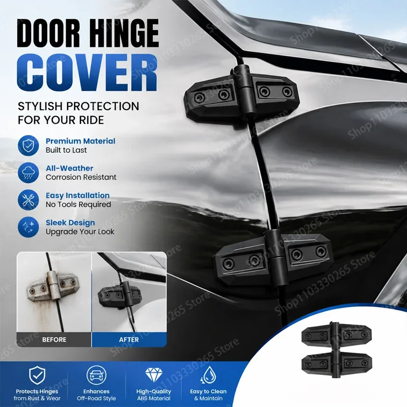 Universal Auto Door Hinge Guard Caps, All Weather Anti-Rust Protective Trim Easy Install Car Exterior Accessories