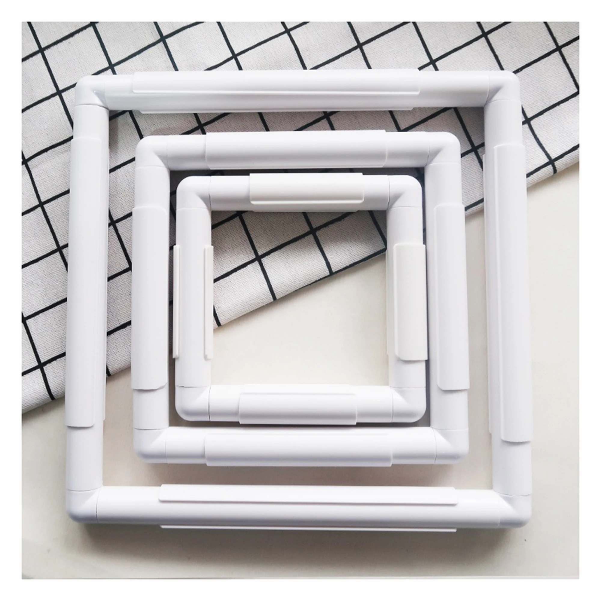 Square Embroidery Hoop Frames White Rectangular Hoop Embroidery Snap Frame DIY Sewing Tools for Quilting Silk-Painting